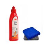A2D Combo of 3M Premium Liquid Wax (200ml, 1 pack) + 2 Microfiber Clothes