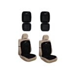 A2D Premium Car Wooden Velvet Border Bead Seat Cover Black - Set of 2