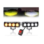 A2D 4 Led Mini Drive Car Fog Light Projector Color White-Yellow 12V with Switch Set of 2