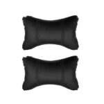 A2D Car Neck Rest Pillow Cushion Set Headrest Support with Adjustable Strap - Black