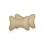 A2D Car Neck Rest Pillow Cushion Set Headrest Support with Adjustable Strap - Beige